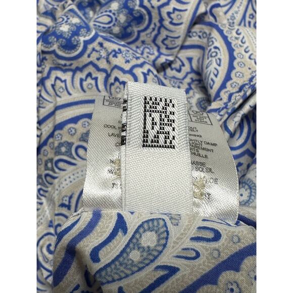 Ted‎ Baker Shirt Mens 16 40.5 Blue Geo Button Up 100% Cotton French Flip Cuffs - Picture 7 of 10